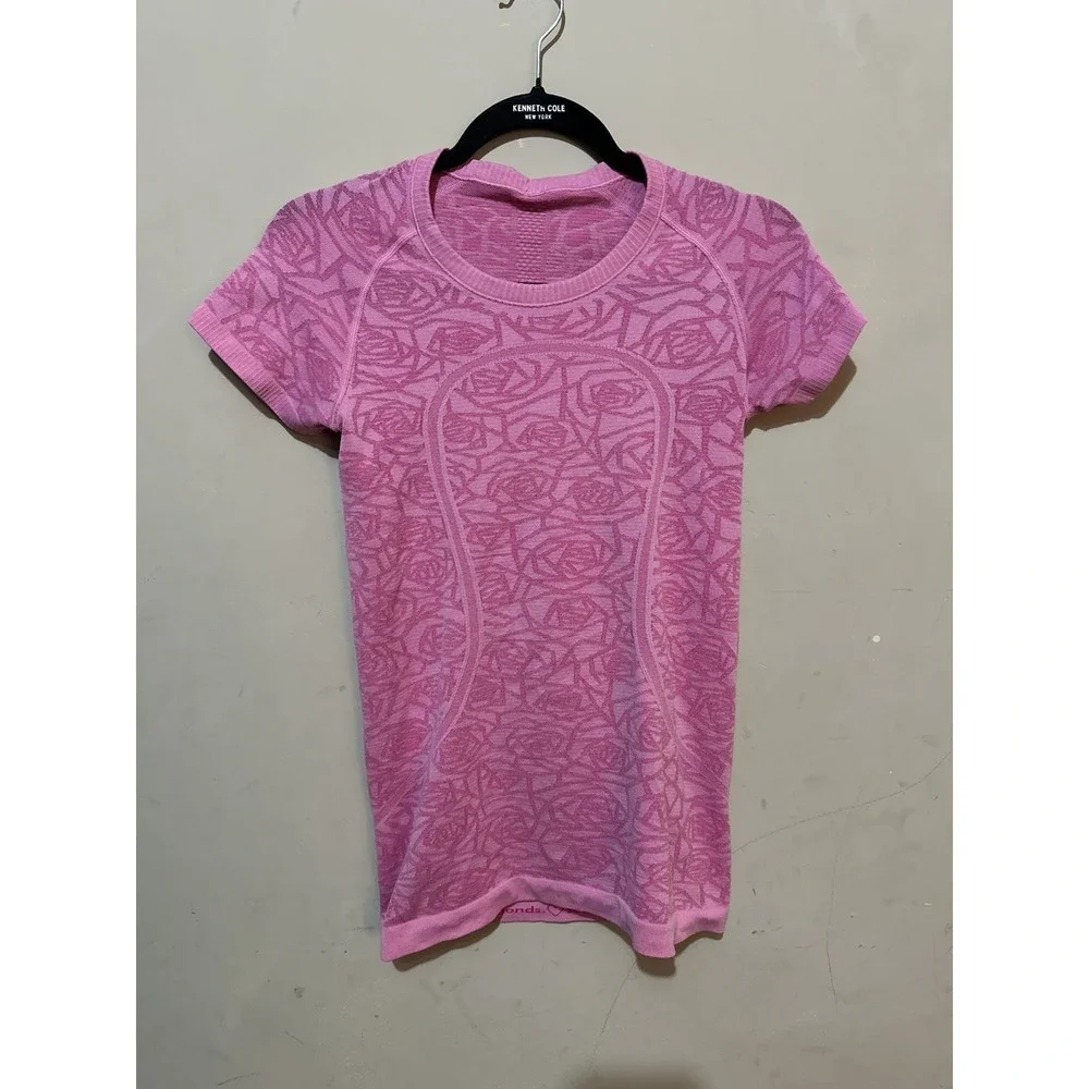 Lululemon Swiftly Tech Short Sleeve Crew Heathered Pink Paradise Rose Sz 6 RARE